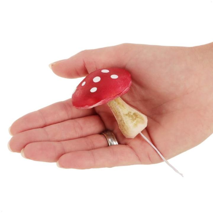 4 x vliegenzwammen - kunstmatige paddenstoelen om in kransen en bloemstukken te steken - spons als leuke herfstdecoratie - kunstpaddenstoelen