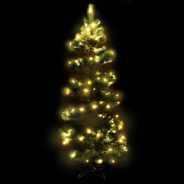 Spiral-Weihnachtsbaum mit Beleuchtung und Ständer Grün 180 cm Christbaum Dekobaum Kunstbaum mit Ständer Tannenbaum Weihnachten Künstlicher Weihnachtsbaum für Weihnachtsdeko