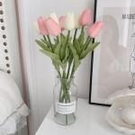 Kunstblumen Simulations-Tulpenstrauß in Glasvase, künstlicher gefälschter Blumentopf für Tischdekoration, Badezimmer-Ornamente im Innenbereich für jeden Anlass
