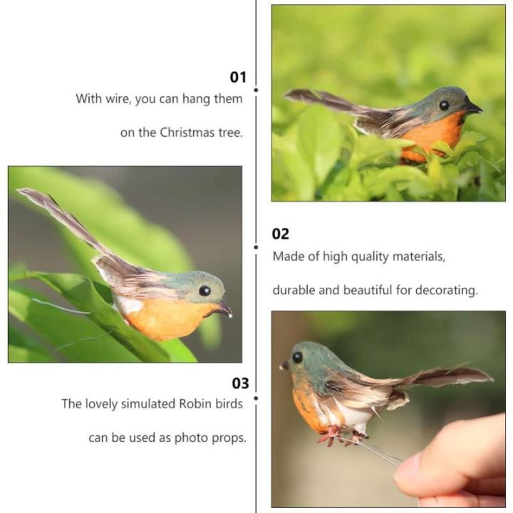 A1-12 stuks Robijn Kunstmatige roodborstjesvogel om vast te klemmen, rode kardinaal, kerstboomdecoratie, vogelknutselsets voor boom, huis, tuin, feestdecoraties buiten