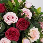 Rosa Rot Rose Grün Blätter Blume Ball Hochzeit Tisch Centerpices Dekor Blumenarrangement Event Requisiten Fenster Display (30cm/11.8in)
