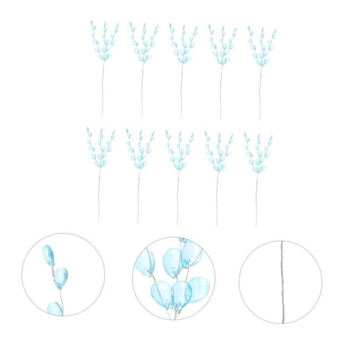 50 Stück Simulierte dreizackige Stoff für Kopfschmuck selber Machen Braut Kopfschmuck Artificial sztuczne kwiaty Blumenstiel mit Acrylperlen künstlicher Blumenstiel