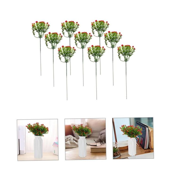 12st Kleine Schleierkraut-Dekoration Künstlicher Blumenstiel Blumenstrauß Dekor Dekorative Künstliche Blumenpflücker Gefälschte Blumen Elegante Kunstblumen Plastik Rot