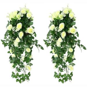 2 STKS Kunstmatige Opknoping Bloemen Nep Opknoping Vivid Kunstmatige Opknoping Orchidee Bos voor Tuin Muur Hek Bruiloft Balkon Outdoor Indoor Home Deur Decoratie