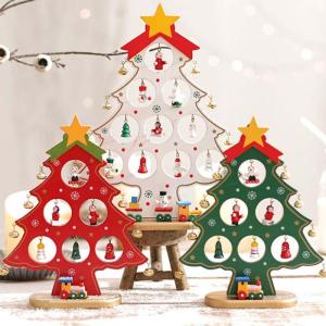 DIY Wooden Mini Christmas Tree Set, Mini Holz Christmas Tree Weihnachtsbaum mit Anhänger, Holz Tannenbaum Klein Weihnachtsbaum, Weihnachtsbaum aus Holz DIY Weihnachtsbaum für Wei