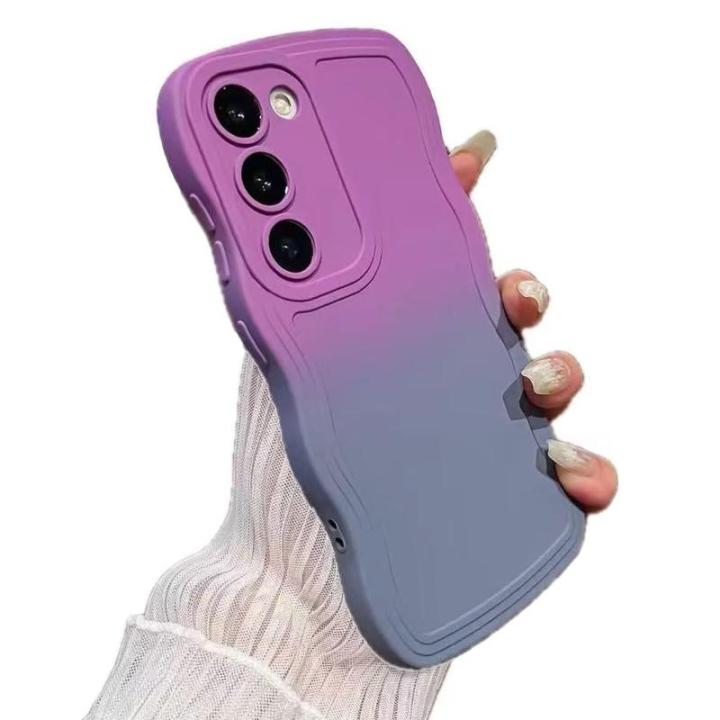 Miagon Gradient esthetische golfhoes voor Samsung Galaxy A23 5G/4G, schattige golven telefoonhoes voor dames en meisjes, krullend frame, design, siliconen TPU bumper beschermhoes