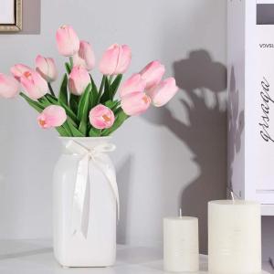 , , tulp, latex materiaal, voelt echt aan voor bruiloftskamer, thuis, hotel, feestdecoratie en doe-het-zelf decoratie (roze, 10 stuks)