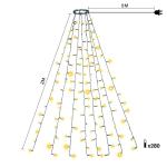 Led-clusterlichtsnoer, werkt op stroom, decoratie voor binnen en buiten, tuin, kerstboom, bruiloft (warmwitte timer met ring, 280 leds, 8 strengen)