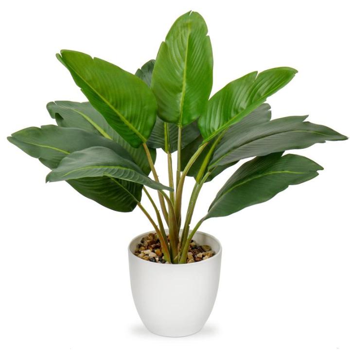 , paradijsvogel, lijkt op een echte plastic groene plant, tropische kunstkamerplant, palm, potplant met 10 bananenbladeren, voor slaapkamer, woonkamer, kantoor, decoratie