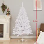 Weihnachtsbaum Weißer Künstlicher Weihnachtsbaum Mit Metallstütze, Weihnachtsbaum for Den Innen- Und Außenbereich, Weihnachtsdekoration Christbaum(1.5m)