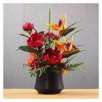 Kunstblumen Künstliche Blumen in Vase – Simuliertes Pflanzenarrangement für Wohnzimmer, Büros und Heimdekoration, lebensecht, pflegeleicht für jeden Anlass