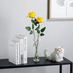 10 stuks gele rozen, kunstzijden bloemen, rozen met stelen, doe-het-zelf, bruiloft, boeket, thuis, kantoor, bruiloftsarrangementen (geel)