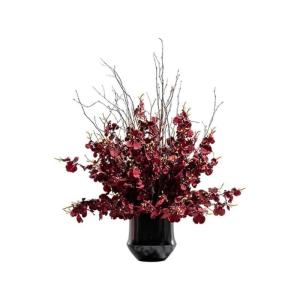 Kunstblumen Künstliches Blumenarrangement im chinesischen Stil – handgefertigte Blumenkunst aus Keramik und Silikon, lebensechte Topfpflanze für Zuhause für jeden Anlass