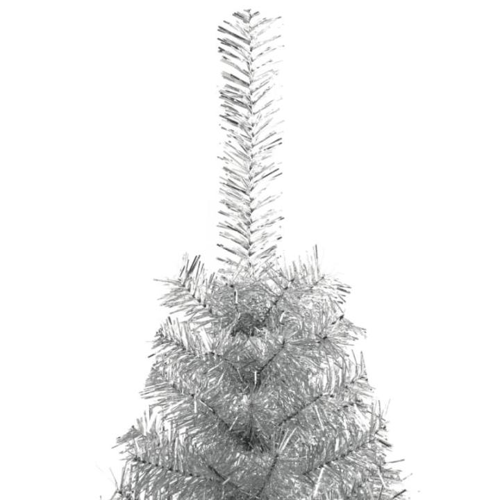 Kunst Weihnachtsbaum,künstlicher Weihnachtsbaum klein,Künstlicher Halb-Weihnachtsbaum mit Ständer Silbern 180 cm PVCGeeignet für Patio, Schlafzimmer, Wohnzimmer, Weihnachten