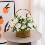 4 Bündel Pfingstrose Künstliche Blumen Weiße Blumen Seidenpfingstrosen Blumensträuße für Hochzeit Partei Tischaufsätze Blumenarrangement Heim Küche Dekor