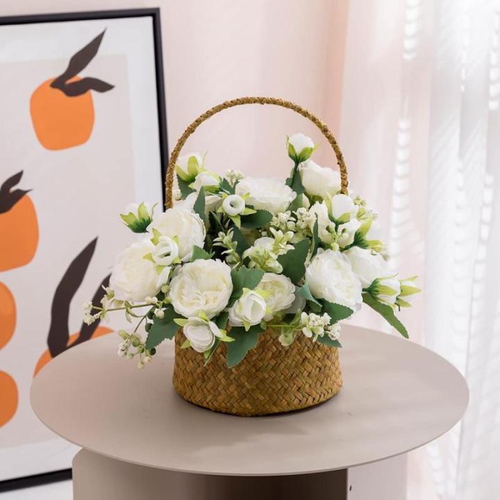 4 Bündel Pfingstrose Künstliche Blumen Weiße Blumen Seidenpfingstrosen Blumensträuße für Hochzeit Partei Tischaufsätze Blumenarrangement Heim Küche Dekor