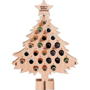Holz Weihnachtsbaum Alkoholhalter 24 Tage Countdown Adventskalender Erwachsene Advent Weinständer für 24 Mini Flaschen Weihnachten Dekor Countdown Kalender Ständer