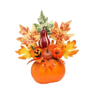 Halloween-Kürbisse, Ahornblätter, Ornament, Herbsternte, Dekor, neuartiges dekoratives Handwerk, Esstisch-Mittelstück für Geschäft und Büro, Style H