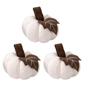 3 Stück künstliche Herbsternte gehäkelte Kürbisse, kleiner gestrickter Kürbis-Anhänger, Dekoration für Thanksgiving, Halloween, Herbst, Festival, Kaminsims, Tischdekoration