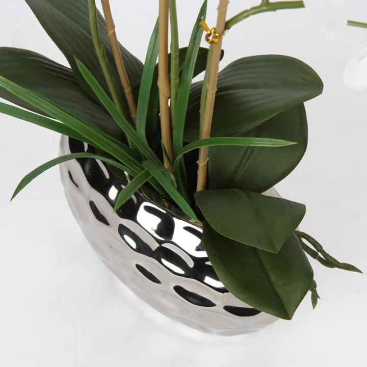 Kunstplant orchideeën kunstbloemen kunstbloemen als echt met echte bloemen in keramische pot tafeldecoratie vensterbank decoratie, hoogte 44 cm, wit