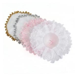 3St Strauß Halter Halsband Hochzeitsstrauß Kragen weißes Dekor Tier hochzeitsdeko Blumenstraußkragen aus Spitze Hochzeitsversorgung Ausschnitt Spitzenkleid Braut Rosa