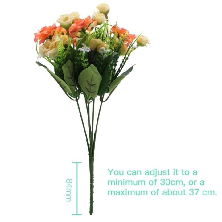 4 stuks kunstrozenbloemen, nepboeket, kunstzijde, bloemplanten, bloemstuk voor doe-het-zelf, binnen, buiten, keukentafel, tuinkantoor, bruiloftsfeestdecor - rood en champagne