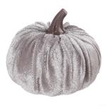 Kunstkürbisse aus Samt für Herbstdekoration für Thanksgiving und Halloween-Feiern (grau)