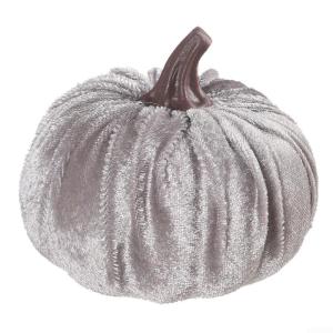 Kunstkürbisse aus Samt für Herbstdekoration für Thanksgiving und Halloween-Feiern (grau)