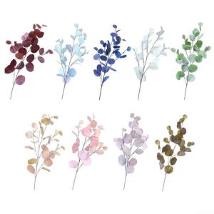 Eukalyptus-Stiele, künstliche Eukalyptusblätter, Stiele, künstliche Blumen für Zuhause, Büro, Blumenstrauß, Tafelaufsatz, Hochzeitsdekoration, Weihnachten (gelb)