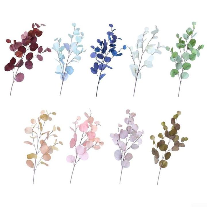Eukalyptus-Stiele, künstliche Eukalyptusblätter, Stiele, künstliche Blumen für Zuhause, Büro, Blumenstrauß, Tafelaufsatz, Hochzeitsdekoration, Weihnachten (blau)