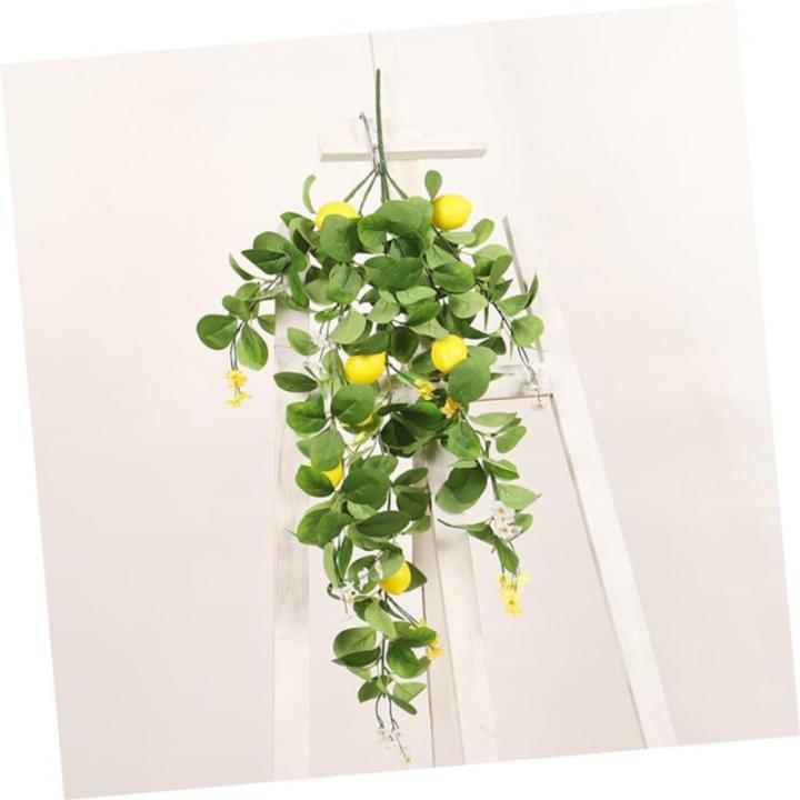 4 Stück Simulation Zitronenrattan Tischgirlande Künstliche Girlande Aus Zitronenblättern Wohnaccessoires Künstliche Gelbe Zitronen Zitronenzweigdekoration Foto Anlage Green Pla