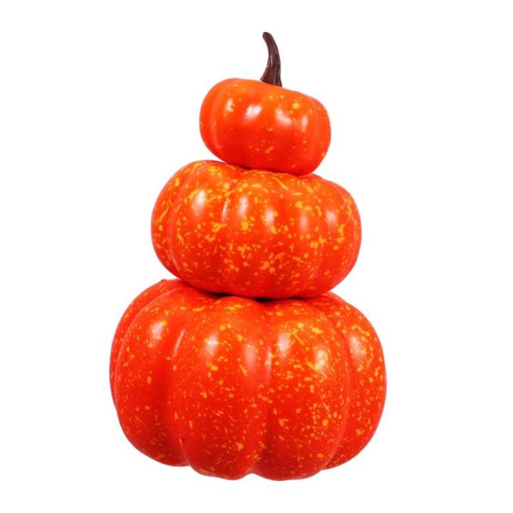 2st Schaumkürbis Realistisches Kürbismodell Schaumstoff-kürbis-Ornament Halloween-kürbis-Ornamente Glitzernder Künstlicher Kürbis Kürbisse Knacken Gestapelten Turm Orange