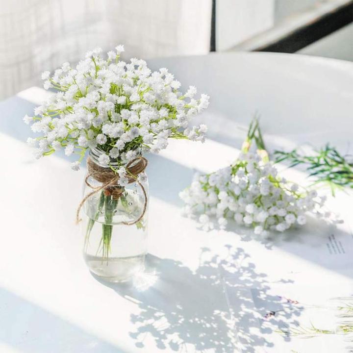 Party-Blumenstrauß, Hochzeit, Seide, Schleierkraut, Dekoration, Blumen, Seide, künstliche Blumen (weiß, Einheitsgröße)