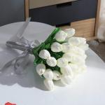 20 stuks PU Real Touch Latex Kunstmatige tulpen neptulpen bloemen boeketten bloemenarrangement voor huis kamer bruiloftsboeket middenstuk, wit