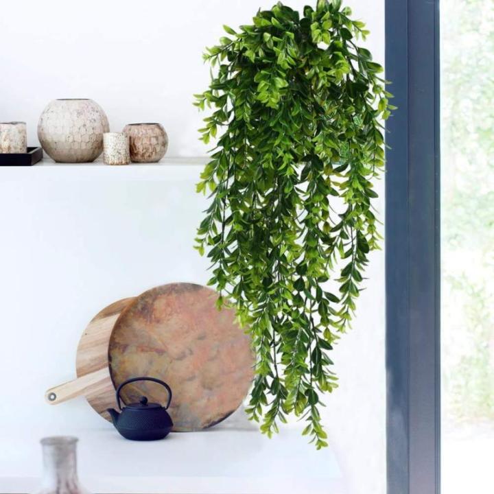 Mihunon Kunstmatige hangplanten, 2 stuks, kunststof planten, hangend, kunsthangplanten, lang, groene planten, voor binnen en buiten, thuis, op kantoor, balkon, tuindecoratie