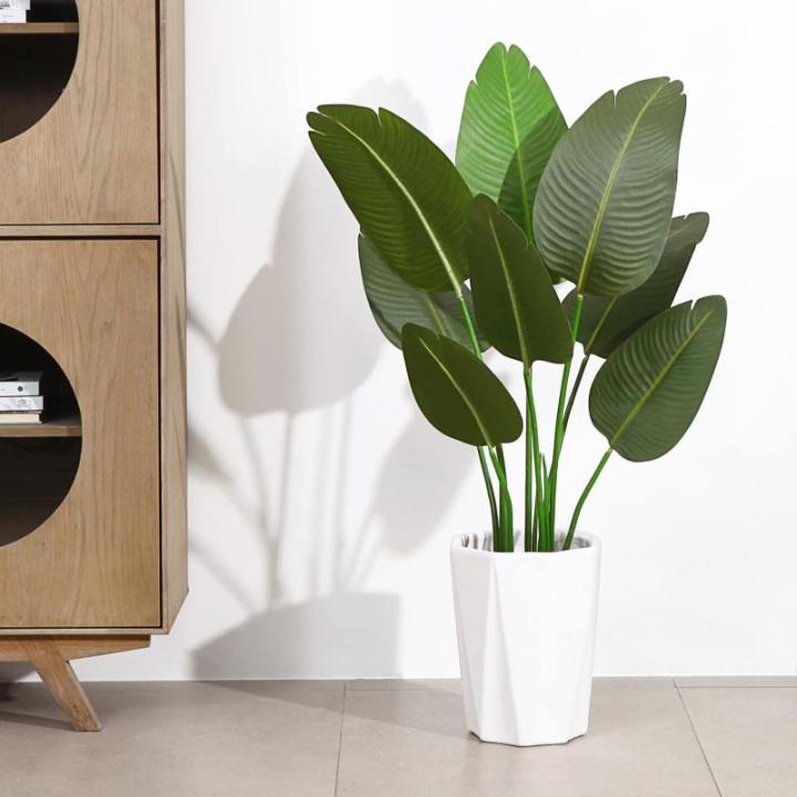 Kunstplant, paradijsvogel, boom, 120 cm, plastic plant, palm in pot, tropisch Hawaï, groen, nepplant, voor slaapkamer, woonkamer, tuin, deco (2 stuks)