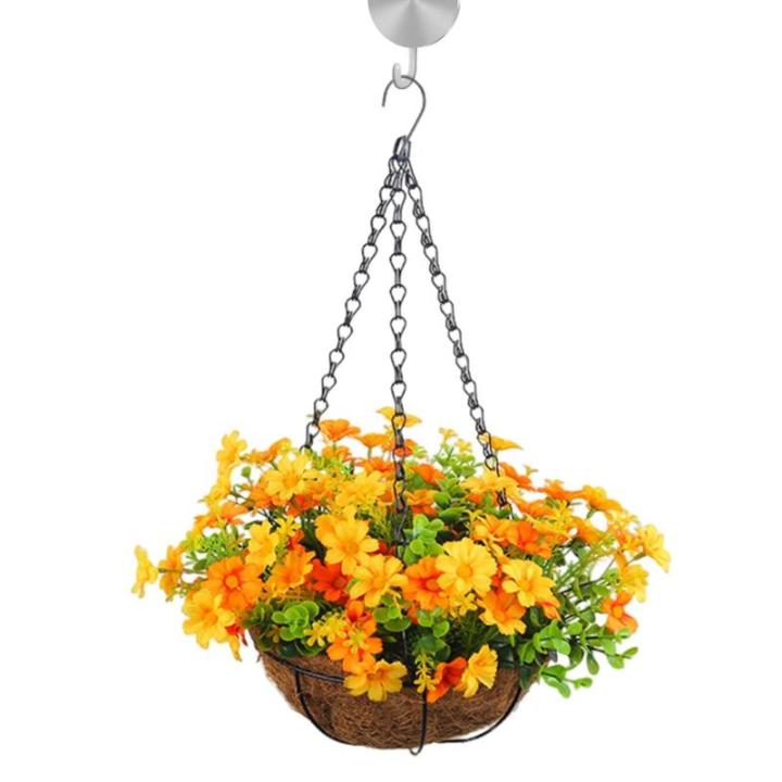 Künstliche Hängende Blumen Für Den Außenbereich – Hängende Blumenkörbe Für Draußen, Hängender Gänseblümchenkorb-Blumentopf | Künstlicher Hängender Blumenkorb Für Zu