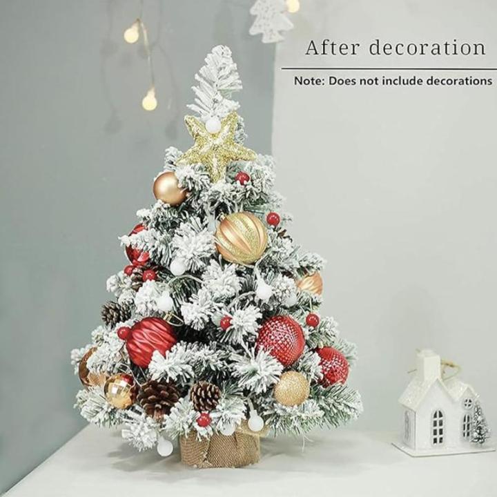 50CM Fallender Schnee Beflockter Weihnachtsbaum aus PVC-Material mit Sackleinenbasis, Mini-Desktop-Dekorationsbaum, Geeignet für Weihnachten, Zuhause/Büro/Küche, Restaurant/Desk