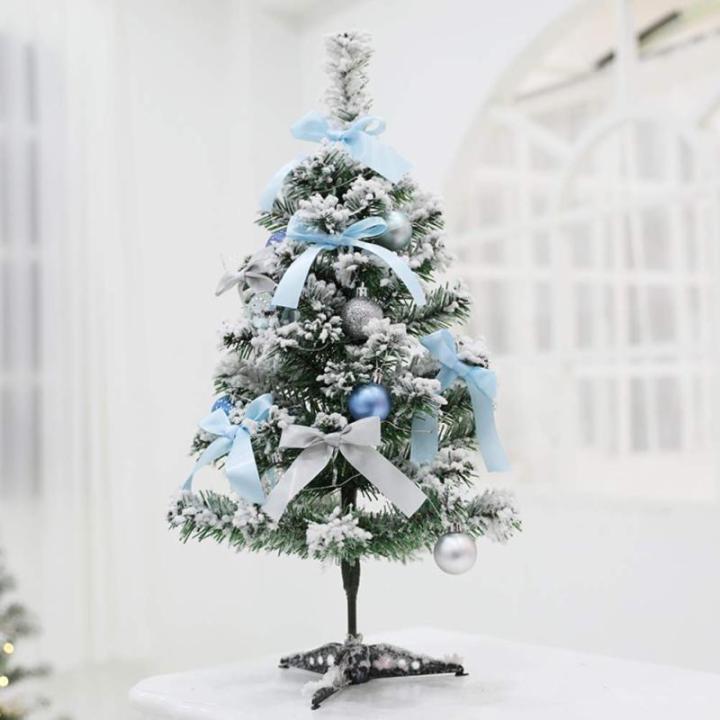 Leichter künstlicher Weihnachtsbaum, beflockter Schnee mit Ornamenten, Metallbeinen, Glasfaser-Baum, klassisch für Dekorationen im Innenbereich, 9,8 Fuß, modisch，A-60CM(24inch