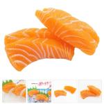 6 stuks model zalmfilet vlees fotografie rekwisiet voedsel speelgoed gesimuleerde zalmschijf keukendecoratie en accessoires sashimi schijf model Japan kind PVC sushi