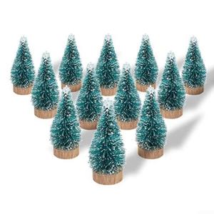 Mini-Weihnachtsbäume, 12 Stück, 4 cm, Mini-Weihnachtsbaum, Blau, Grün, Weiß, Tischdekoration
