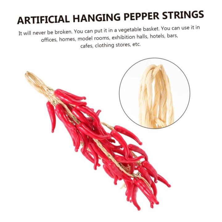 1 Satz Simulierte Hängende Knoblauchspieße Wohnraumdeko Ladeneinrichtung Paprika Dekoration Chili-Pfeffer-anhänger Pfeffer Für Bauernhausdekor Realistische Paprikaverzierungen 