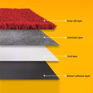 Kunstrasen, roter Kunstrasen, Kunstrasen, Höhe 2,5 cm, realistischer Kunstrasen mit Drainagelöchern für drinnen und draußen (Größe: 2 x 0,5 m)