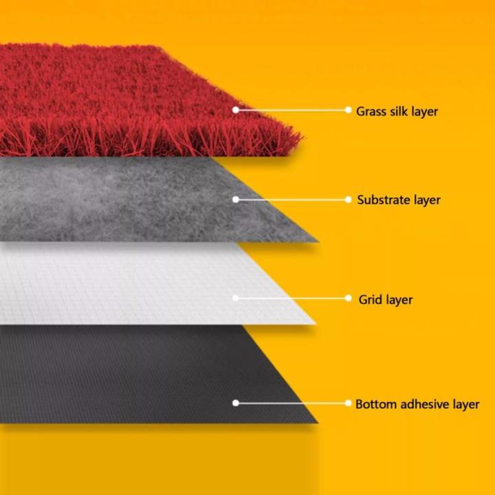 Kunstrasen, roter Kunstrasen, Kunstrasen, Höhe 2,5 cm, realistischer Kunstrasen mit Drainagelöchern für drinnen und draußen (Größe: 2 x 1,5 m)