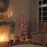 Weihnachtsbaum Kegelform mit Kugeln 100 LEDs Warmweiß 150 cm