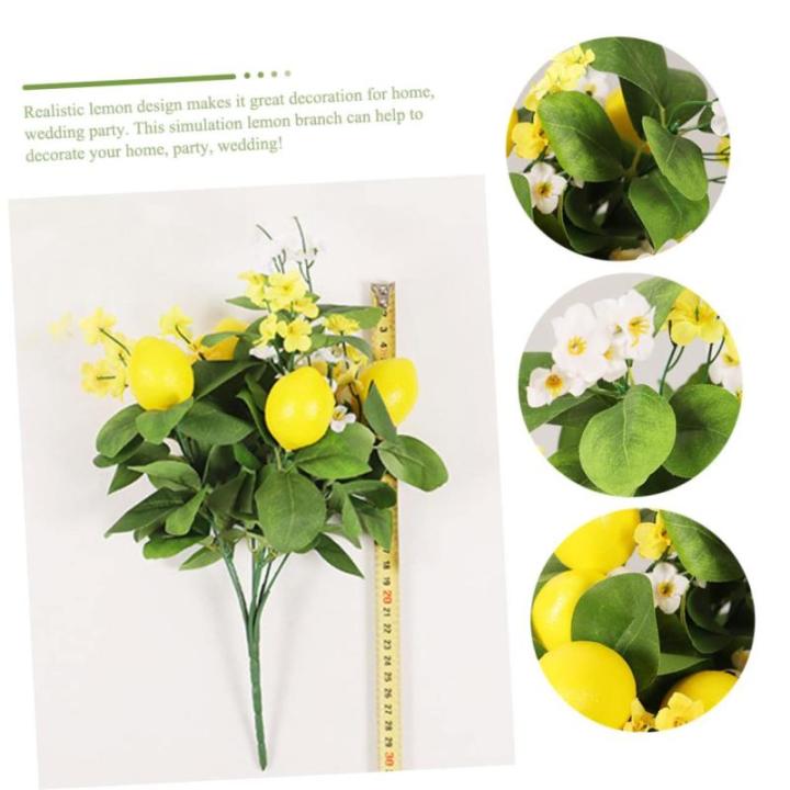 2St Zitronenstrauß künstlicher Zitronenbaum künstlicher Pflanzenstamm Zitronenblumenstrauß Künstlicher Zitronenzweig künstliche Zitrone blumig Künstliche Blumendekoration Sc