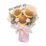 Led-gehaakte Boeket van kunstbloemen, handgemaakt gebreid kunstboeket voor Valentijnsdag, roze