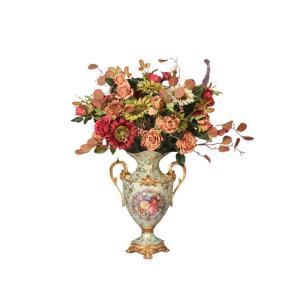 Kunstblumen Kunstblumen-Mittelstück – Simulation künstlicher Seidenblumen, Blumensträuße in Einer Harzvase, europäischer Stil für Büro, Wohnzimmer für jeden Anlass