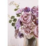 Künstliche Blumen Combo Lila Blumen Mix Seide Blumen Dahlie Rosen mit Stielen für DIY Hochzeit Brautsträuße, Babyparty, Blumenarrangement, Tischaufsätze, Heimdekorationen.