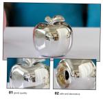 1Stk -Keramik-Ornament Fälschung weihnachtsäpfel Dekoration Weihnachtsmodell Chrom kreative büro Dekoration Party dekorative Requisite Weihnachtsverzierung Silver